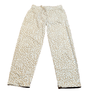J. CREW Factory Tan Cheetah Print Linen Drawstring Pants Size 2